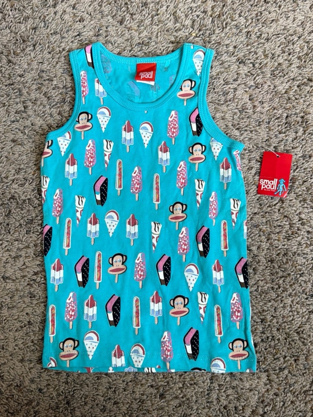 Paul Frank Teal Tank Top with Ice Cream & Julius Faces